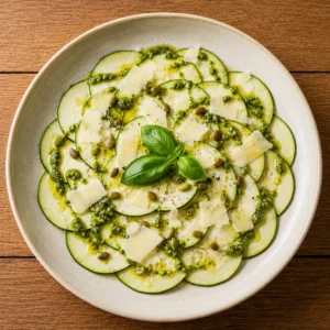 Carpaccio de courgettes et copeaux de parmesan AOP