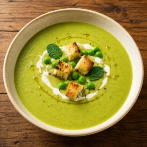 Velouté de pois à la menthe fraîche